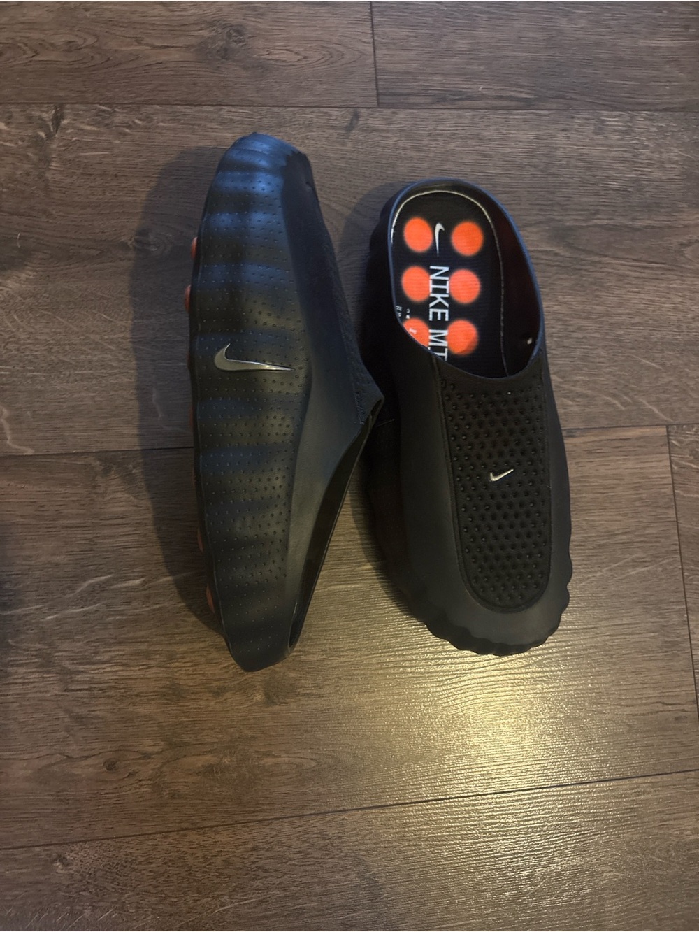 Nike Black Men’s Slip-On Loafers with Orange Insole Accents